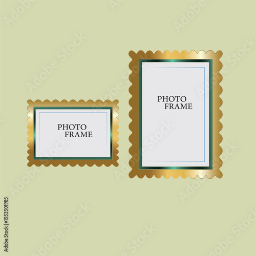 Realistic golden picture frames collection. Modern poster mockup for artwork, photography, or advertising. Perfect for art galleries, interior decor, and branding. Vector illustration