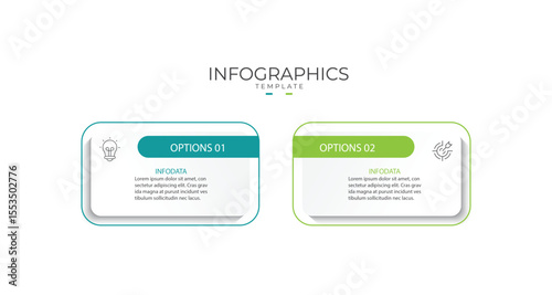 Business infographic template. 2 Step timeline journey. Process diagram, 2 options on white background, Infograph elements vector illustration.	