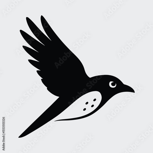 Silhouette bird stylized flight illustration simple black and white Vector illustration