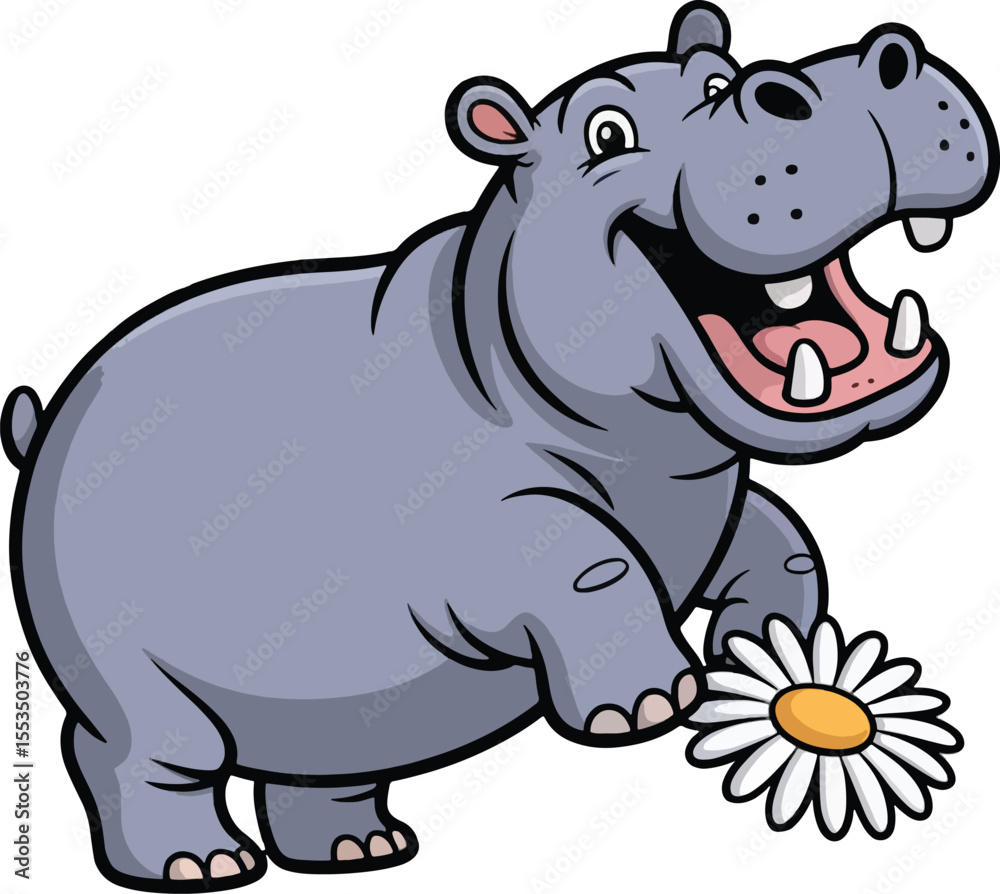 Fototapeta premium Cute Hippopotamus Vector