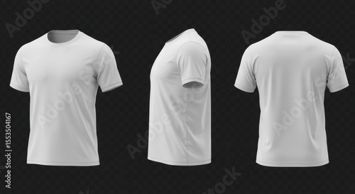 Blank white t shirt mockup 360 degree view