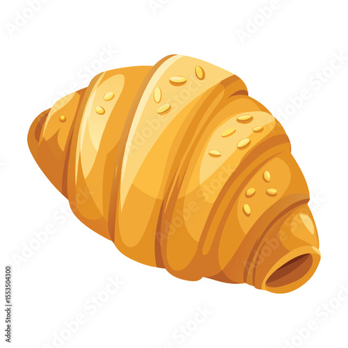 Freshly baked golden-brown French croissant isolated on a white background, a delicious breakfast pastry or sweet snack