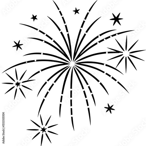 Fireworks Minimalist Line Art Vector