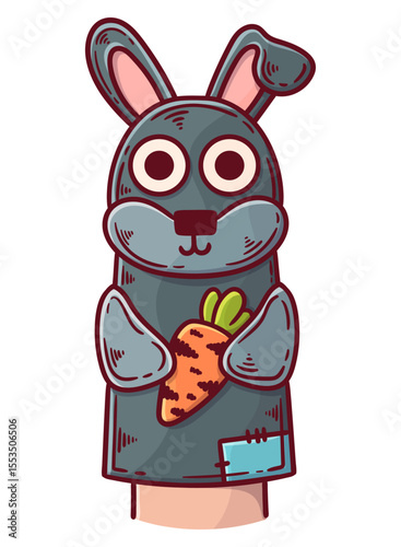 Hand drawing of a rabbit puppet