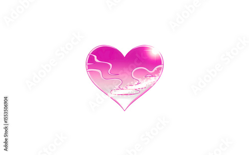 Pink Heart with Abstract Waves.