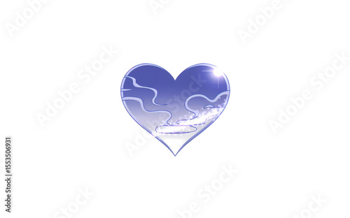 Blue Heart with Abstract Waves.