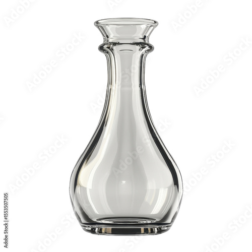 Clear glass decanter with sleek design, perfect for serving wine or other beverages elegantly