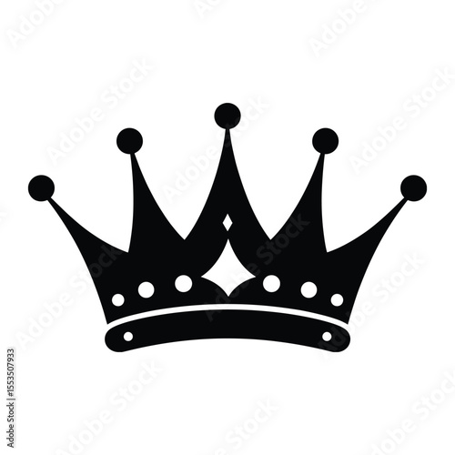 Black Silhouette Crown Icon: Royalty, Leadership, and King/Queen Symbol

