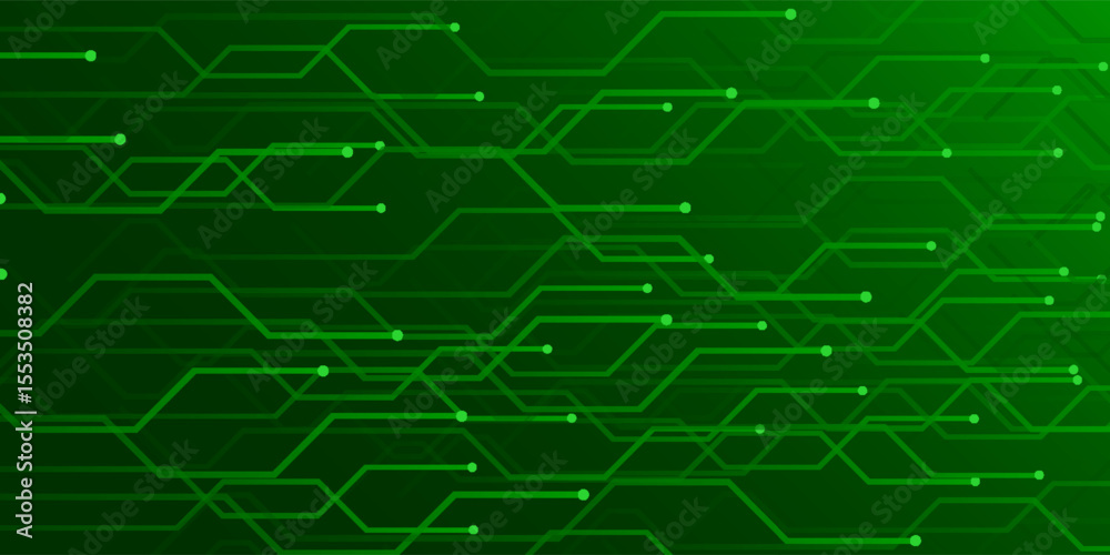 Obraz premium Abstract technology circuit board on green background. modern trendy design
