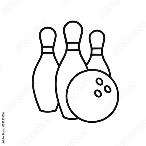  Bowling ball and pins icon in outline style