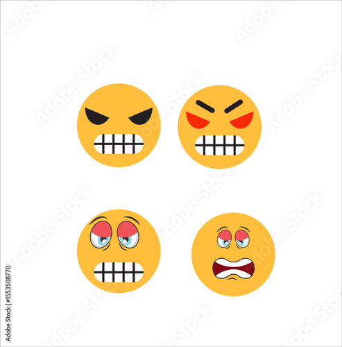 angry emotion vector set icon