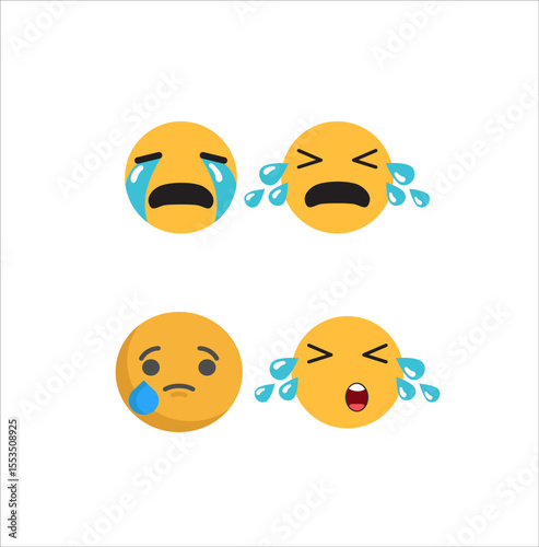 sad emoji vector set icon