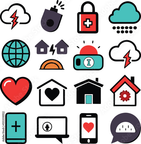 Smart Home and Health Technology Icon Set