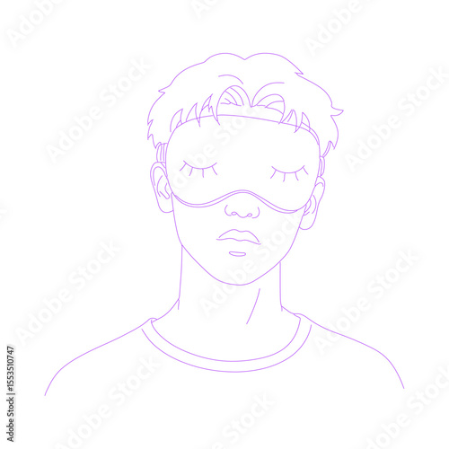 man wearing eye patch lineart outline illustration