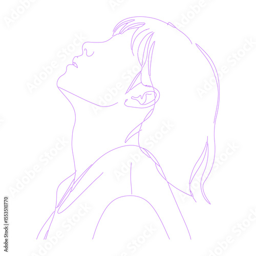 woman looking up lineart outline illustration