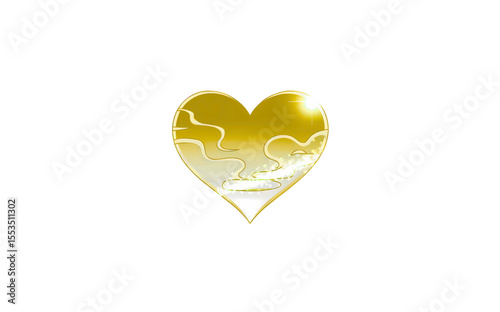Golden Heart with Abstract Waves.