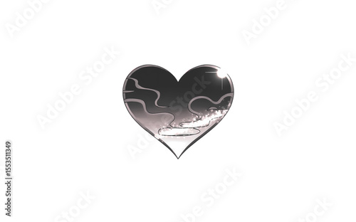 Black Heart with Abstract Waves.