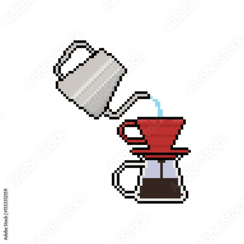 coffee pour drip pixel art