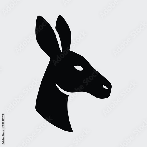 Silhouette kangaroo head profile simple animal logo Vector illustration