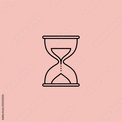 Simple hourglass icon on pastel pink background  