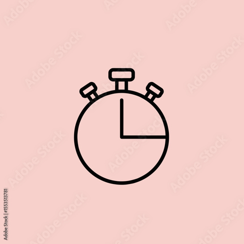 Minimal stopwatch icon with quarter segment on pink