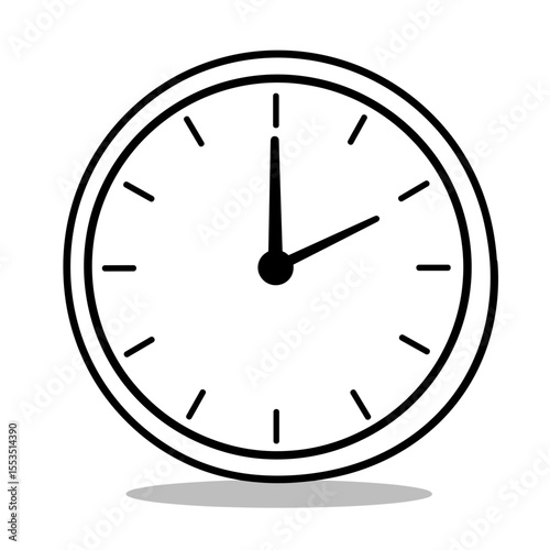 Simple black and white wall clock with hour and minute hands  
