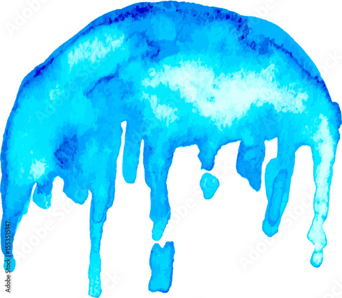 Blue Hand Drawn Watercolor Drops Round Vector Banner