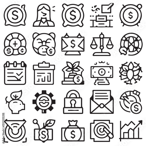 Outline Icon Set 4 Related to Company Values, Business Ethics, and Corporate Goals vector in Adobe Illustrator Artwork