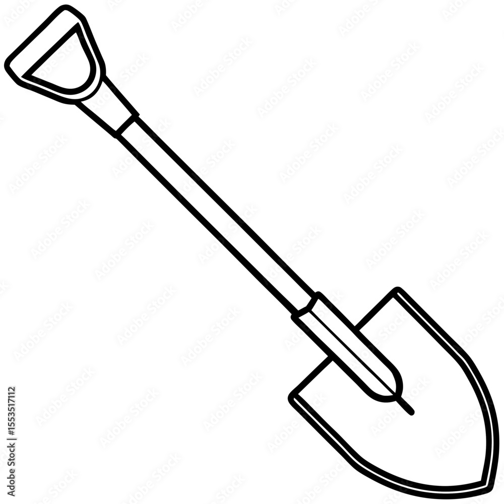 Naklejka premium Minimalist Shovel Outline Illustration