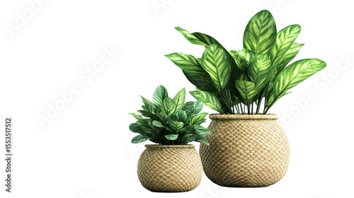 Modern indoor plant isolated  on white or transparent  background