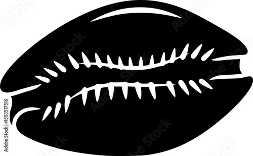 Cowrie Shell Silhouette Vector for Summer Themes – Minimalistic Beach and Ocean Icon Design
