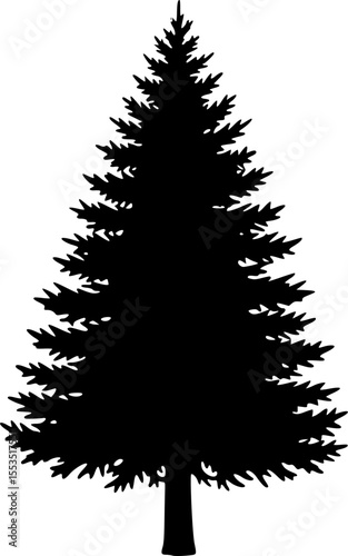 Pine Tree Silhouette Vector – Evergreen Forest Tree Illustration for Nature and Outdoor Designs

