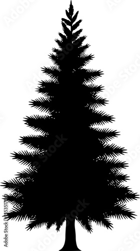 Pine Tree Silhouette Vector – Evergreen Forest Tree Illustration for Nature and Outdoor Designs
