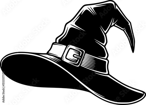 A Halloween witch hat silhouette vector
