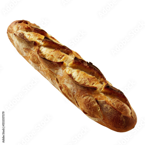 Freshly baked baguette with crispy crust and soft interior, perfect for sandwiches or as side