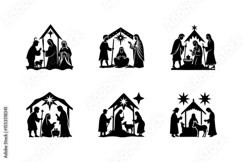 nativity scene vector art silhouette