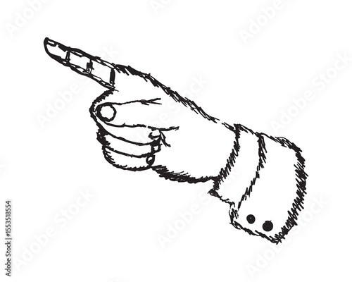 Pointing hand vector illustration gesture with index finger directional hand drawn style. Directional vector illustration.
