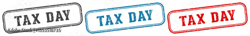 tax day stamp. tax day rectangular stamp set isolated on white background