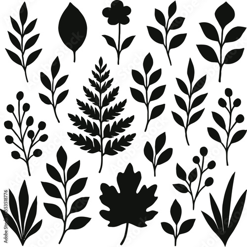 Seamless floral and leafy pattern with flowers and vintage style decorative elements