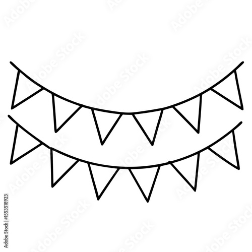 Minimalist Flag Bunting Line Art Vector