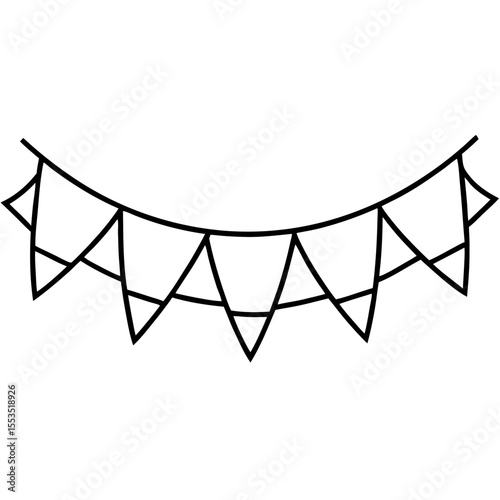 Minimalist Flag Bunting Line Art Vector