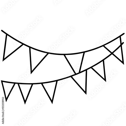 Minimalist Flag Bunting Line Art Vector