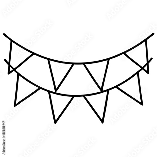 Minimalist Flag Bunting Line Art Vector