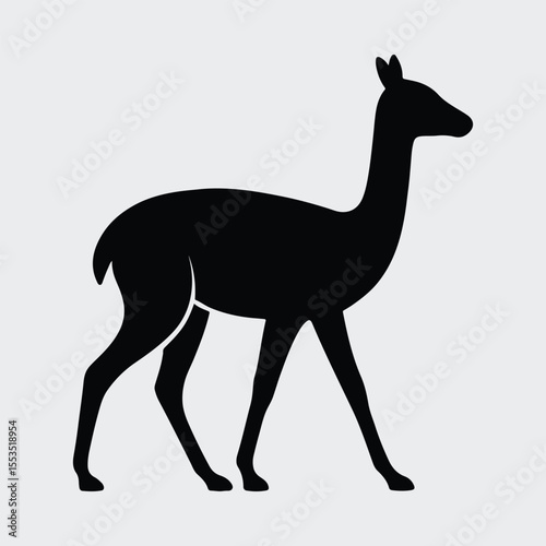 Silhouette llama walking side view elegant simple Vector illustration
