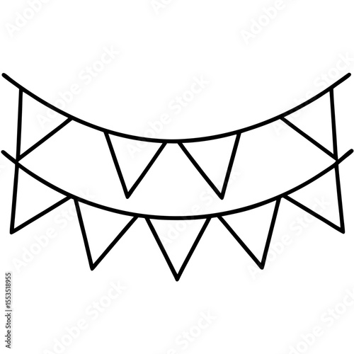 Minimalist Flag Bunting Line Art Vector