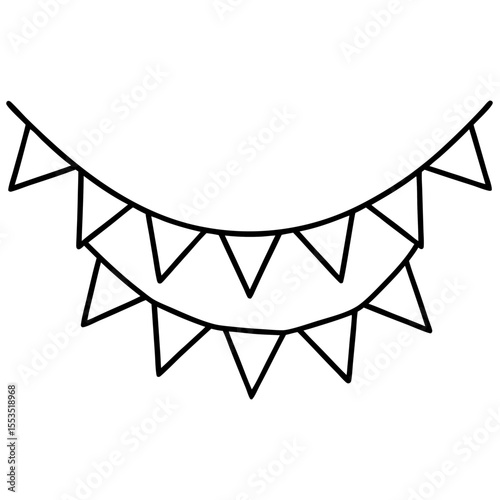 Minimalist Flag Bunting Line Art Vector