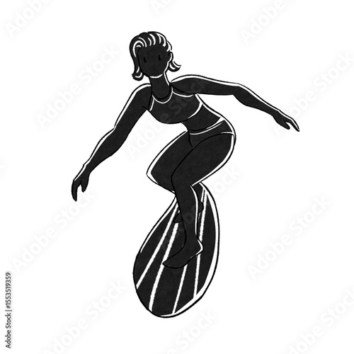 Woman Surfing silhouette, surfer SVG.