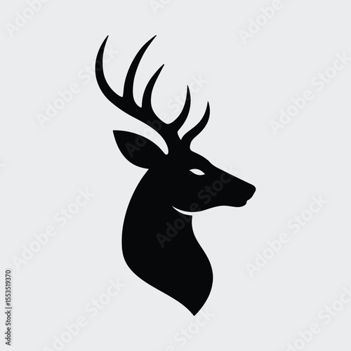 Silhouette majestic deer head side view black and white Vector illustration