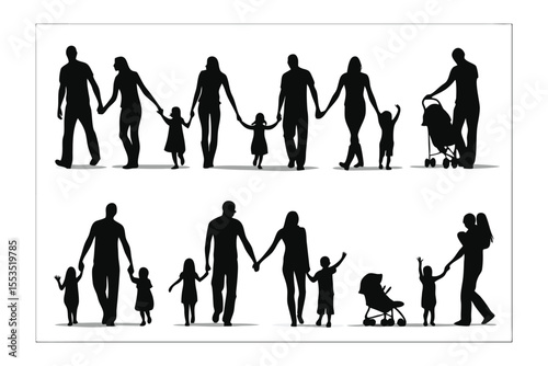 Family silhouette: Capturing the essence of familial bonds, this collection presents a series of simple silhouettes of families, depicting shared moments of togetherness.