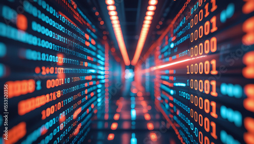Cinematic close-up of floating code on a glowing dark background. Designed for big data, hacking, and high-tech network concepts.